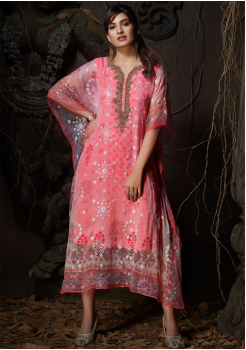 Pink Color Designer Chiffon Kurti